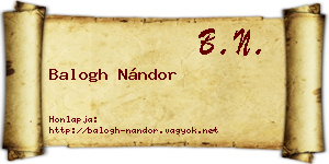 Balogh Nándor névjegykártya